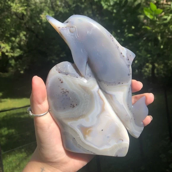 Druzy agate dolphin crystal carving - Picture 8 of 9